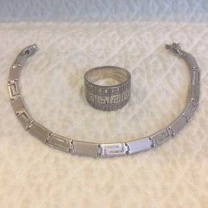 Vintage Silver Givenchy look bracelet & ring